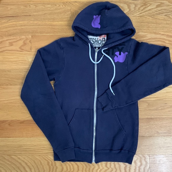 FREECITY Navy Zip Sweatshirt Hoodie - Picture 1 of 3